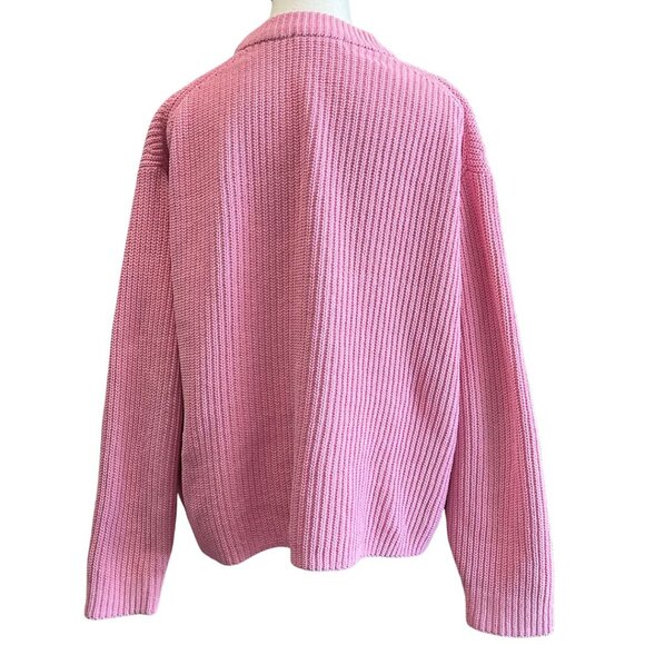 UNIQLO BUBBLEGUM PINK CREWNECK BULKY KNIT SWEATER - M - Picture 3 of 7